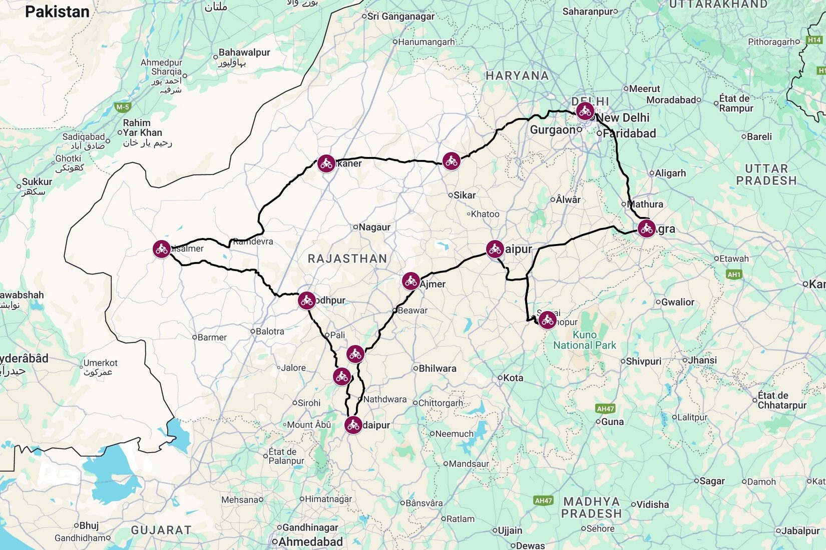 itinéraire circuit moto au Rajasthan en Inde