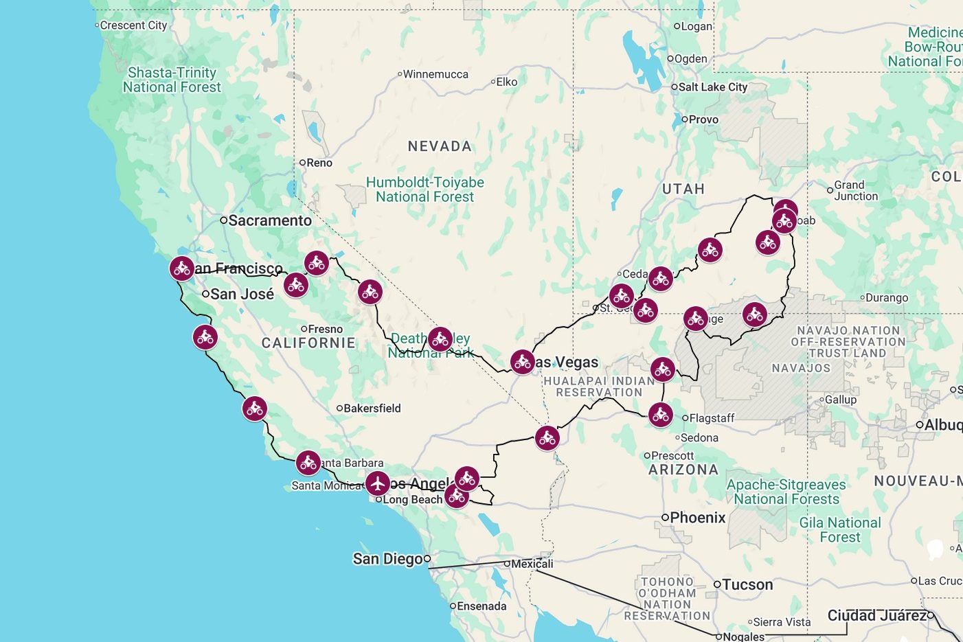 les parcs naturels américains à moto