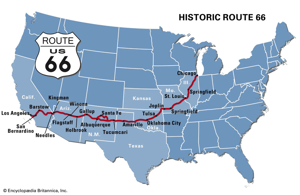 carte route 66 usa