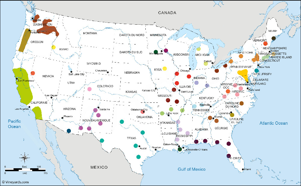 carte vignoble usa