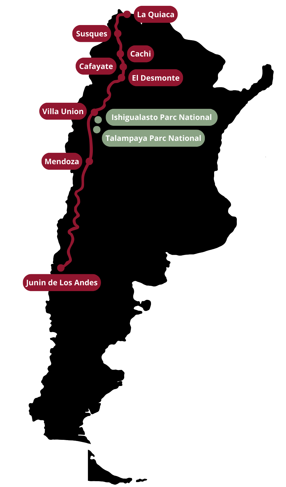 itinéraire circuit d'un road trip moto en argentine sur la route 40