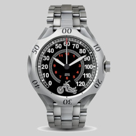 montre acier avec petite moto