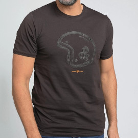 t-shirt marron avec imprimé casque moto