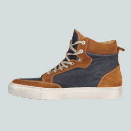 baskets homme helstons robe toile armalith cuir gold bleu