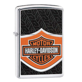 briquet zippo noir orange pour fan de harley davidson