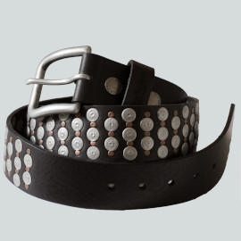 ceinture homme helstons cloutée noir cuir