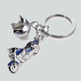 porte clés moto custom bleu troika