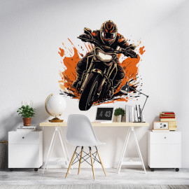 sticker moto mural coloré et moderne