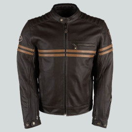 veste motard cuir drx legend marron