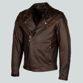 veste motard homme cuir marron moka