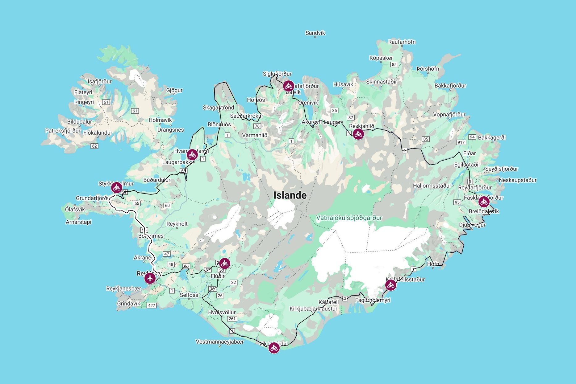 itinéraire road trip moto islande