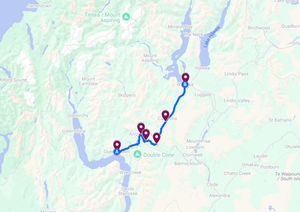 Itinéraire Crown Range Road une des meilleurs routes en Nouvelle Zélande