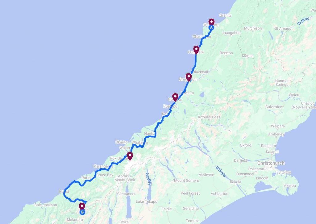 Itinéraire West Coast Highway une des meilleurs routes en Nouvelle Zélande