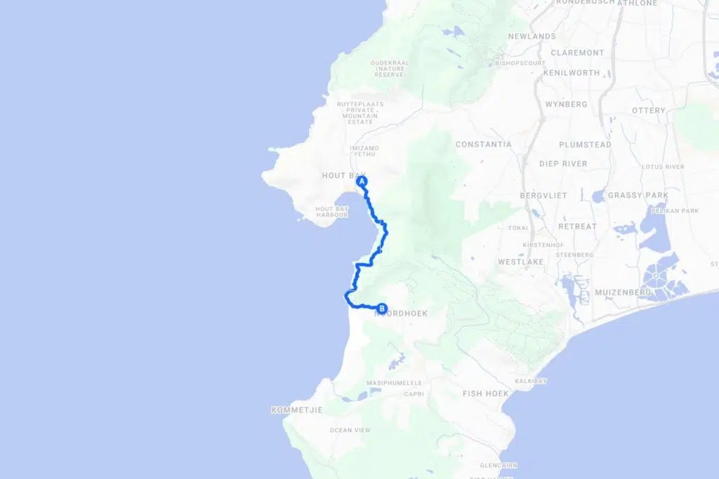 Carte Chapman's Peak Drive en Afrique du Sud